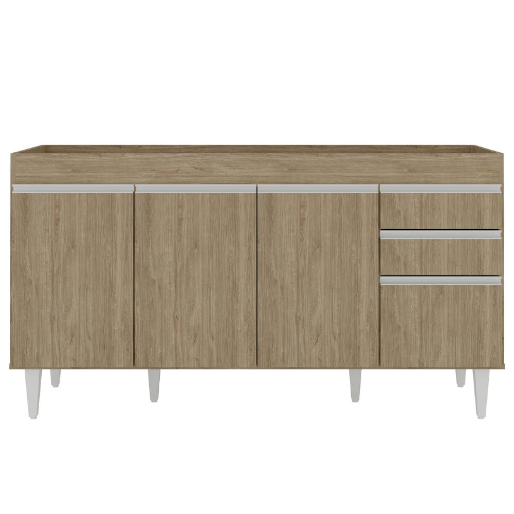 Balcão de Cozinha Para Pia 150cm Sem Tampo Marrocos Castanho - Lumil