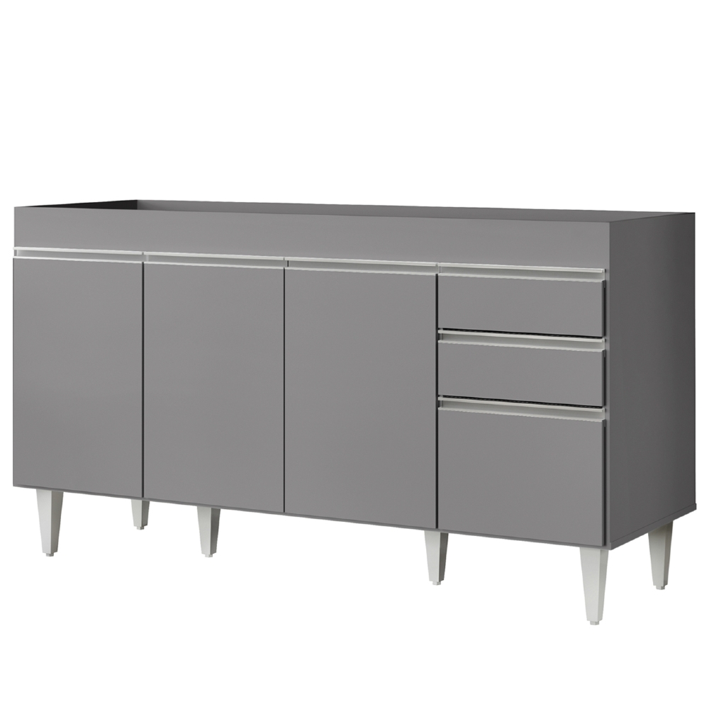 Balcão de Cozinha Para Pia 150cm Sem Tampo Marrocos Cinza   - Lumil