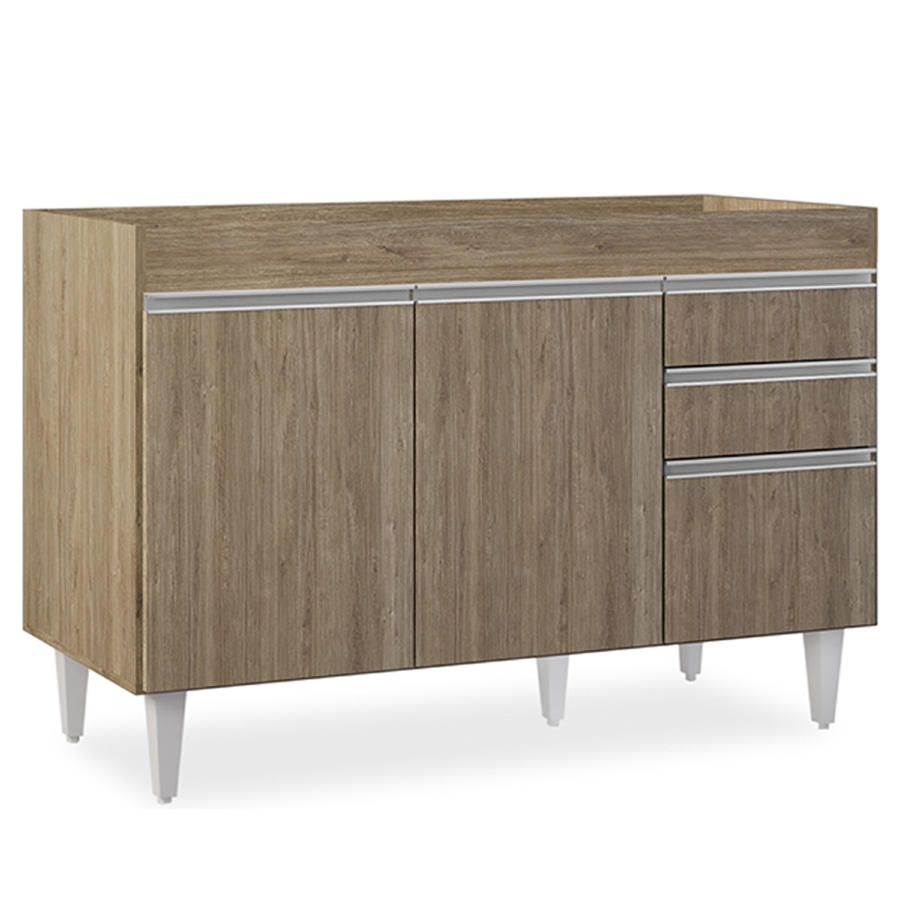 Balcão de Cozinha Para Pia 120cm Sem Tampo Michigan Castanho - Lumil