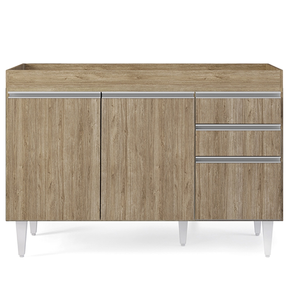 Balcão de Cozinha Para Pia 120cm Sem Tampo Michigan Castanho - Lumil