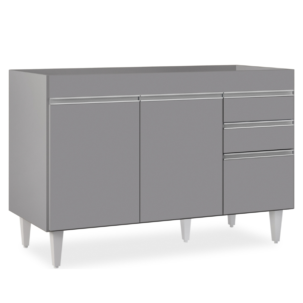 Balcão de Cozinha Para Pia 120cm Sem Tampo Michigan Cinza   - Lumil