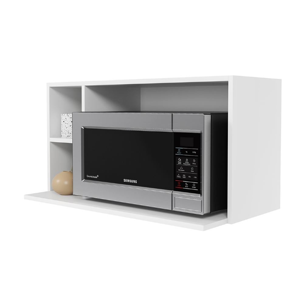 Suporte Microondas Aéreo 81cm com Nicho Adega Miami Branco  - Lumil