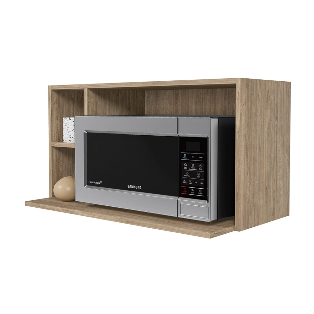 Suporte Microondas Aéreo 81cm com Nicho Adega Miami Castanho - Lumil