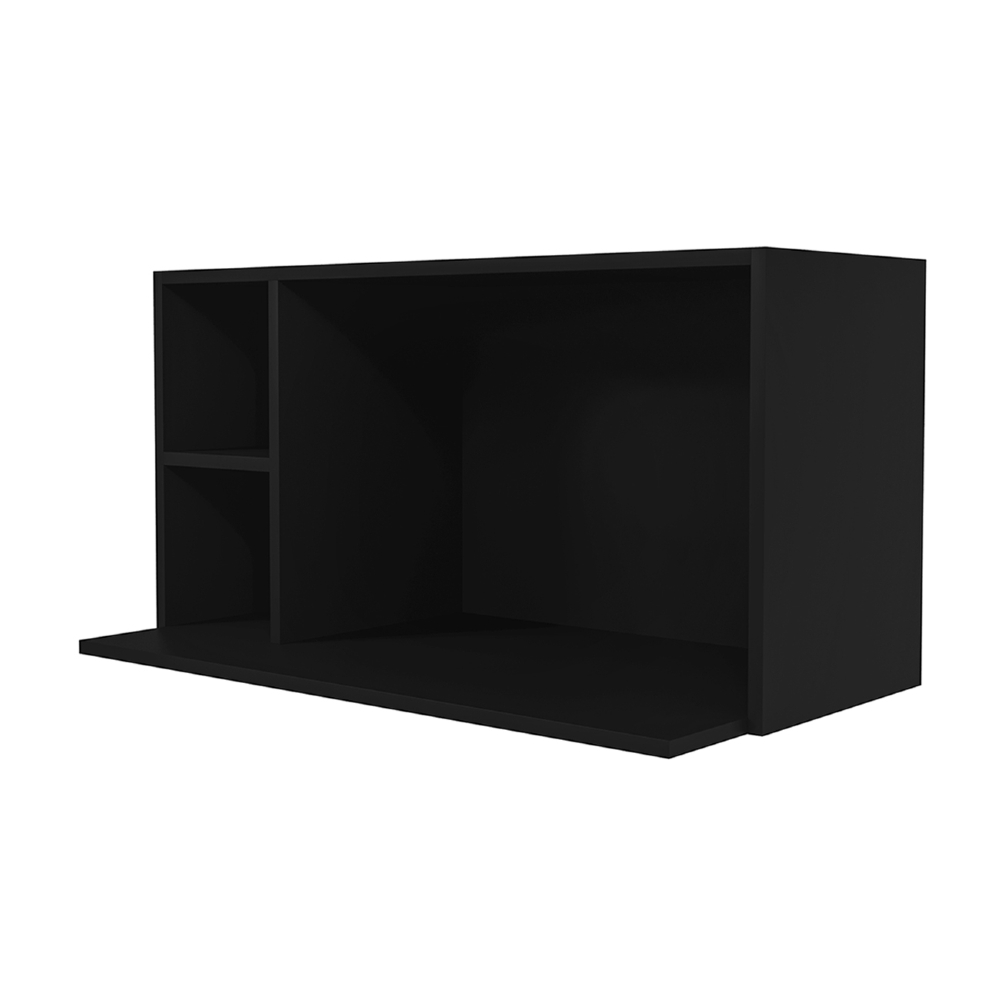 Suporte Microondas Aéreo 81cm com Nicho Adega Miami Preto   - Lumil