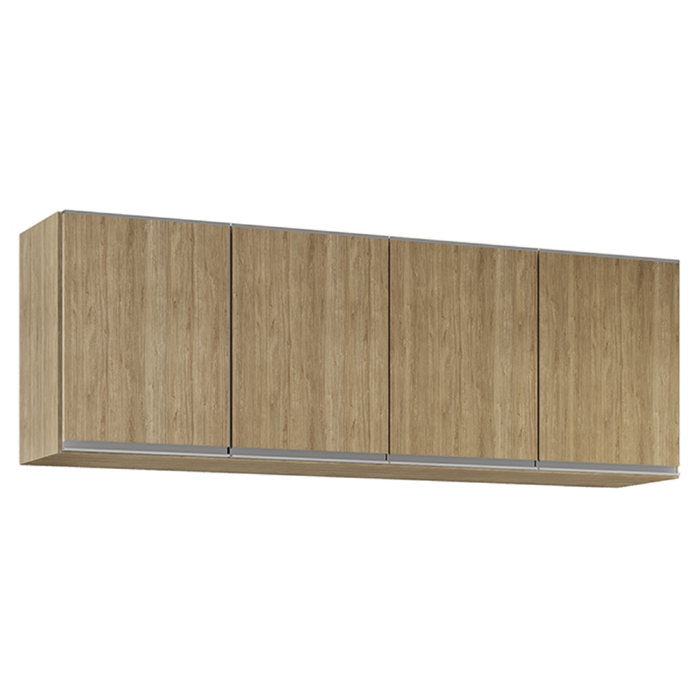 Armário de Cozinha Aéreo 160cm Com 4 Portas Nevada Castanho - Lumil