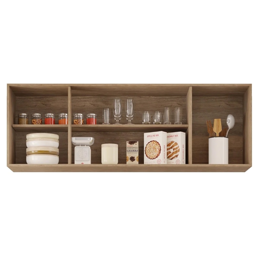 Armário de Cozinha Aéreo 160cm Com 4 Portas Nevada Castanho - Lumil