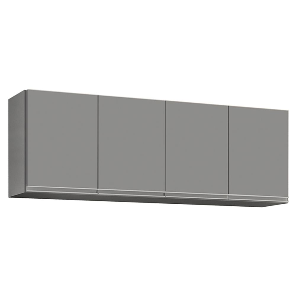 Armário de Cozinha Aéreo 160cm Com 4 Portas Nevada Cinza    - Lumil