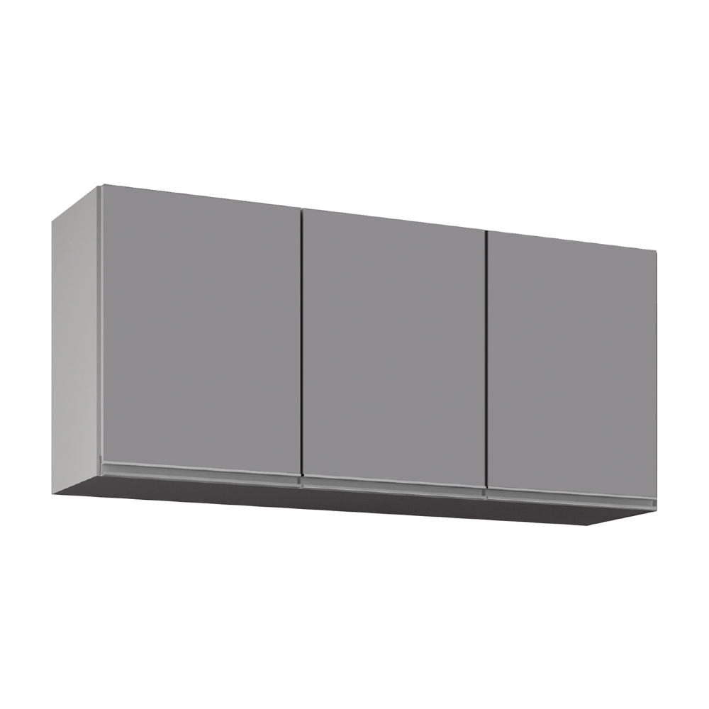 Armário de Cozinha Aéreo 120cm 3 Portas Virgínia Cinza      - Lumil