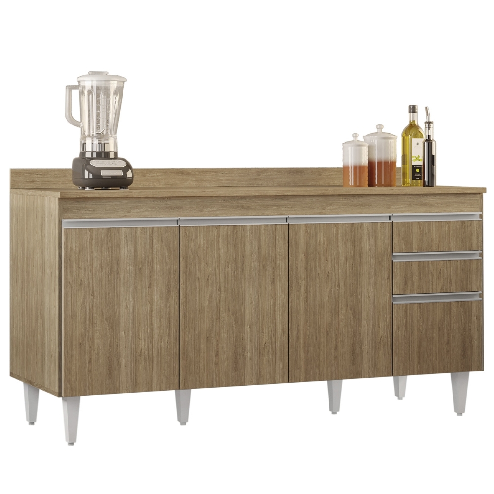 Balcão de Cozinha Para Pia Com Tampo 160cm Arkansas Castanho - Lumil