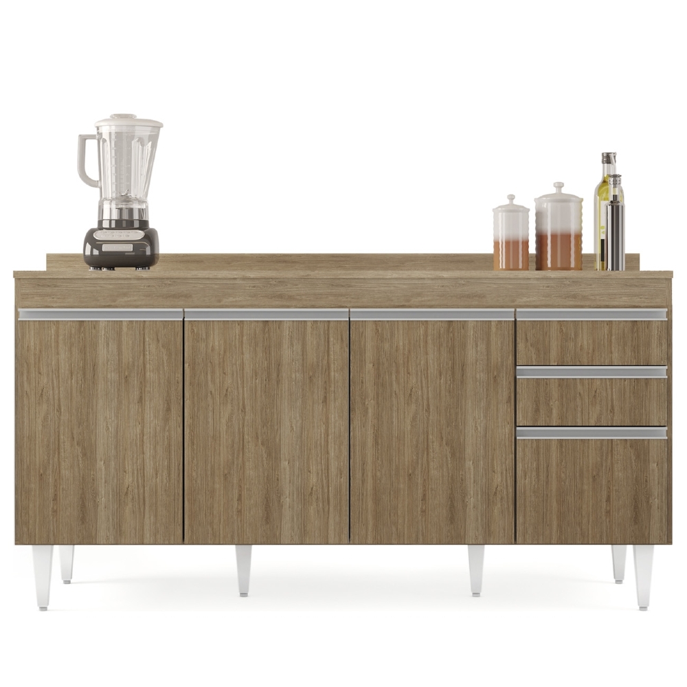 Balcão de Cozinha Para Pia Com Tampo 160cm Arkansas Castanho - Lumil