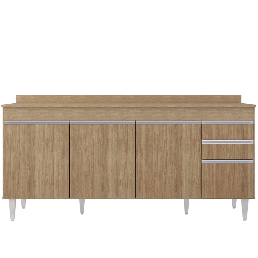 Balcão de Cozinha Para Pia Com Tampo 180cm Dallas Castanho  - Lumil