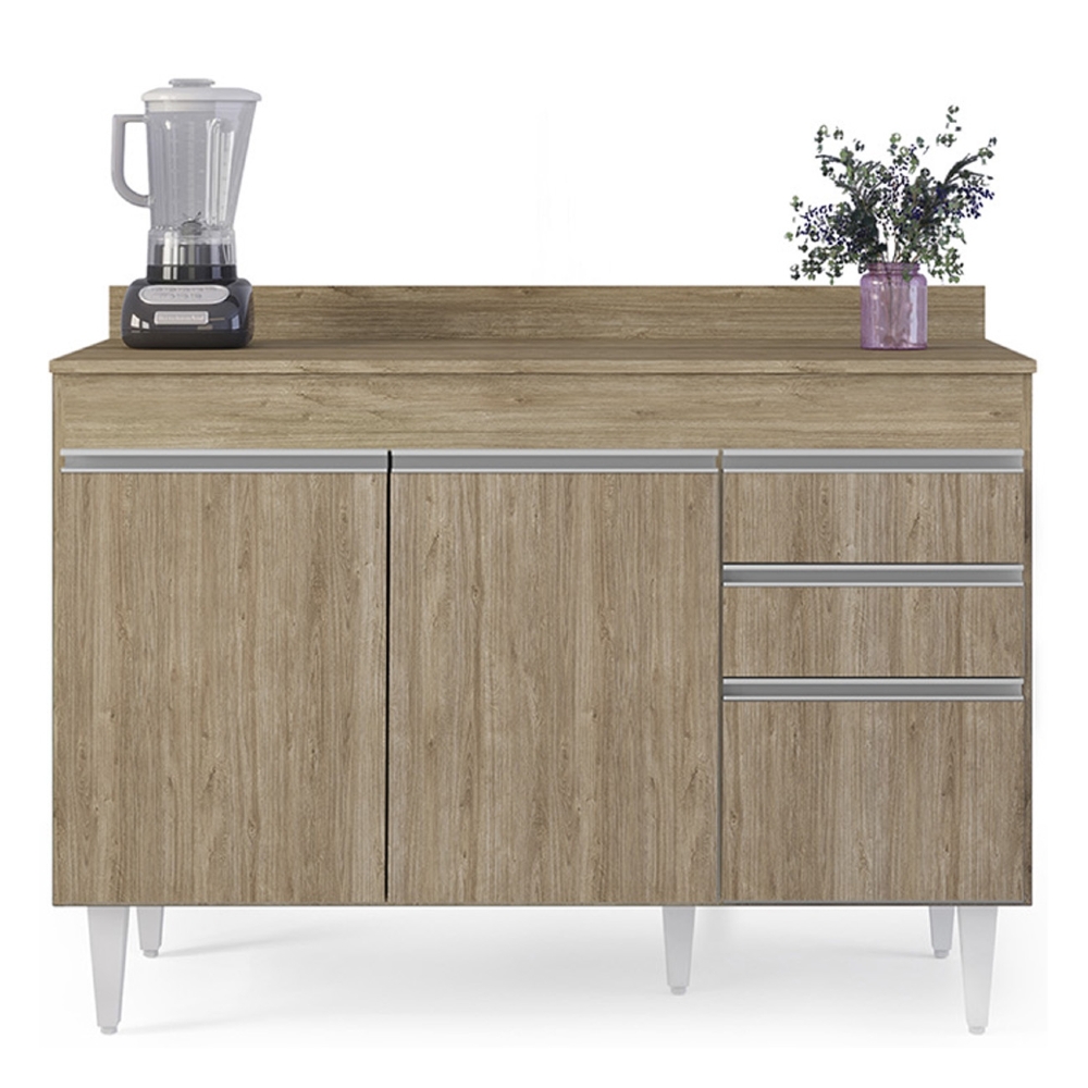 Balcão de Cozinha Para Pia Com Tampo 120cm Michigan Castanho - Lumil