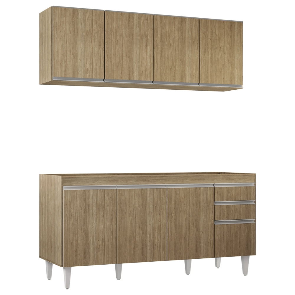 Armário Cozinha e Balcão Para Pia 160cm Arkansas Castanho   - Lumil