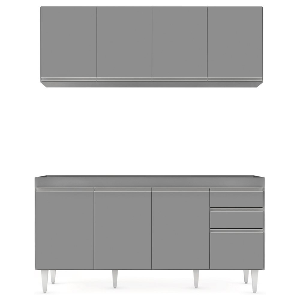 Armário Cozinha e Balcão Para Pia 160cm Arkansas Cinza      - Lumil