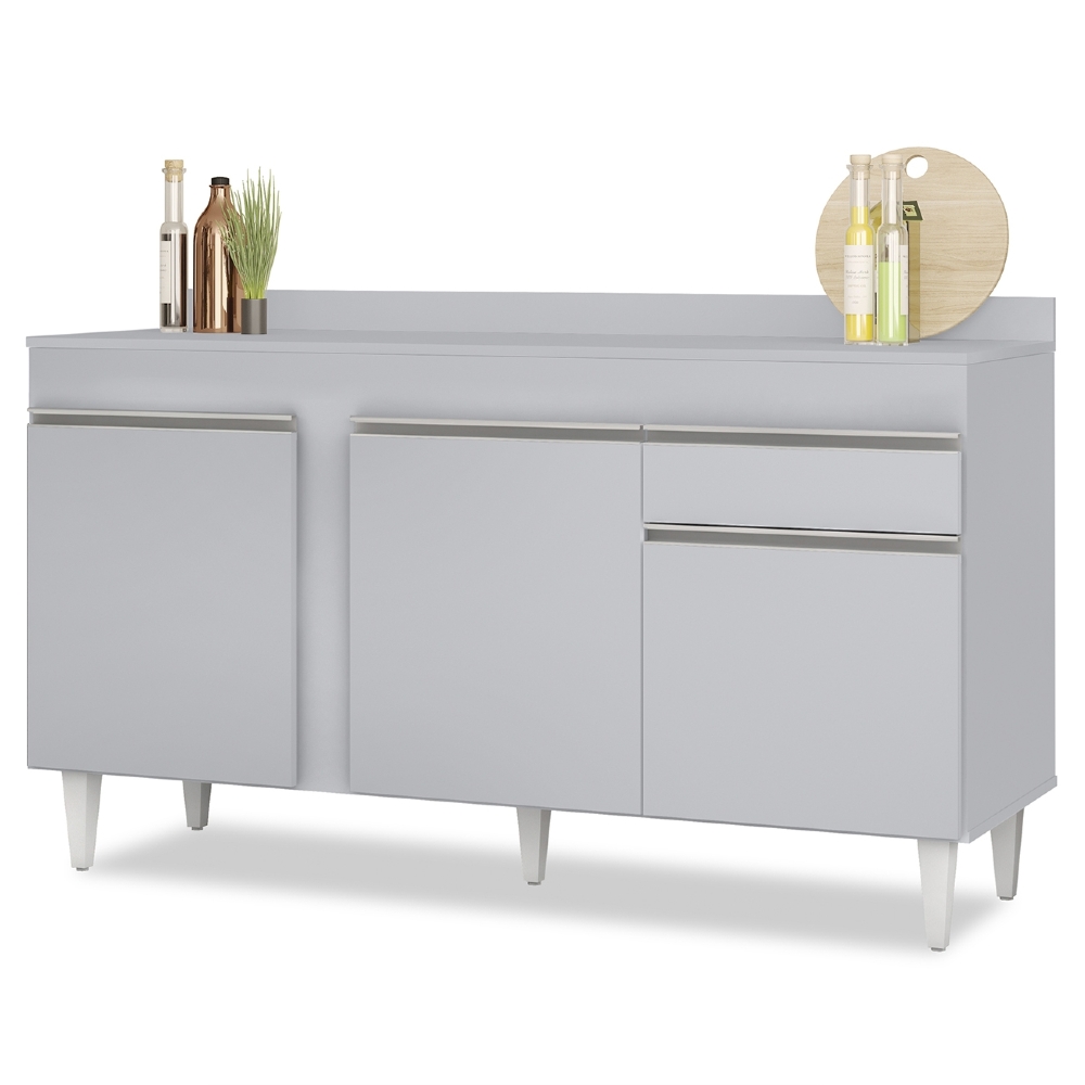 Balcão de Cozinha Para Pia Com Tampo 150cm Dakota Cinza Claro - Lumil