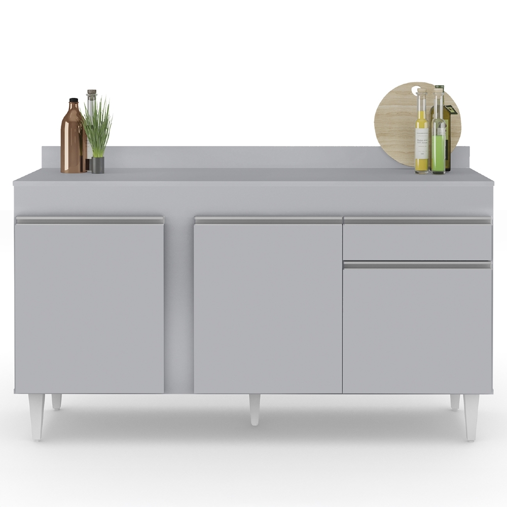 Balcão de Cozinha Para Pia Com Tampo 150cm Dakota Cinza Claro - Lumil