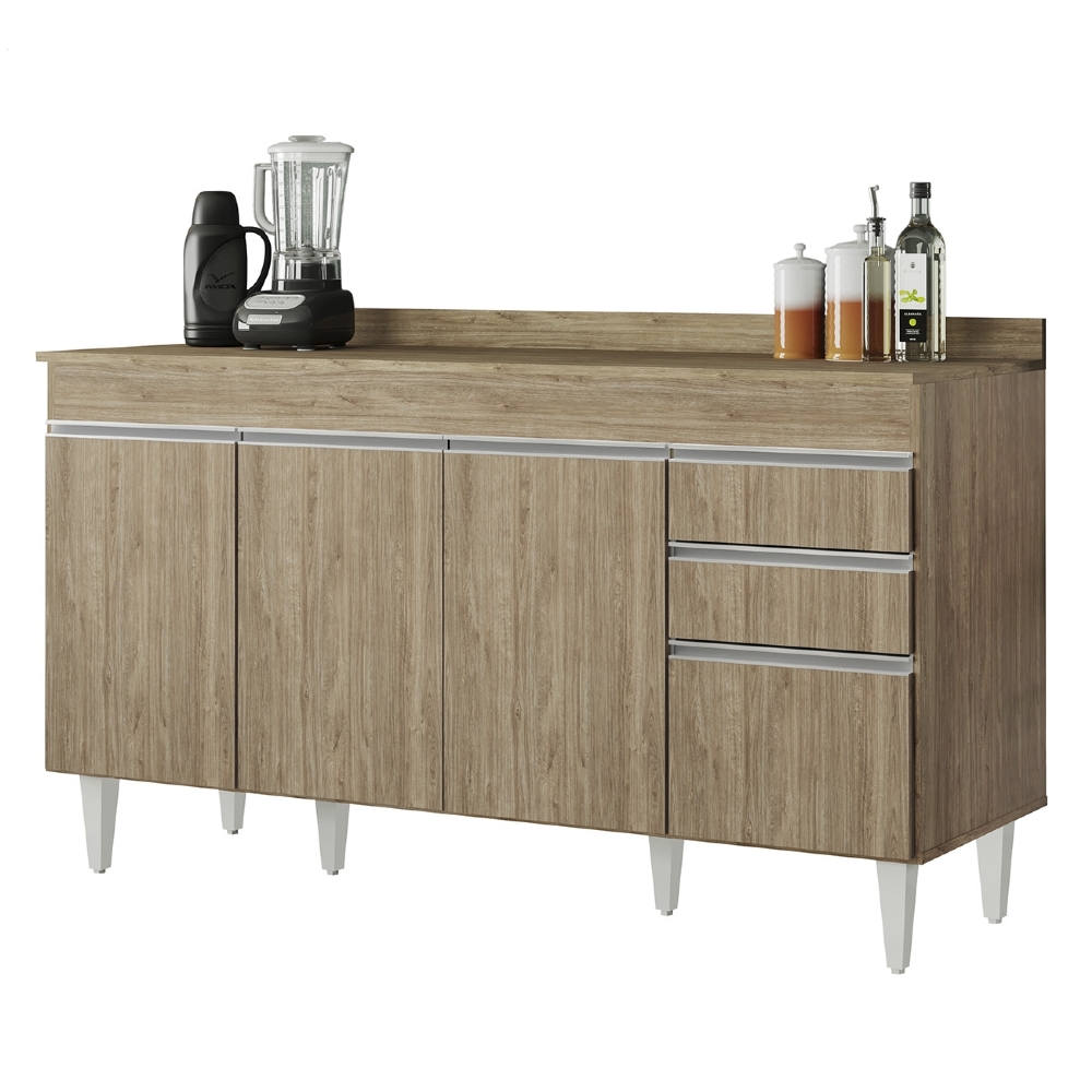 Balcão de Cozinha Para Pia Com Tampo 150cm Marrocos Castanho - Lumil