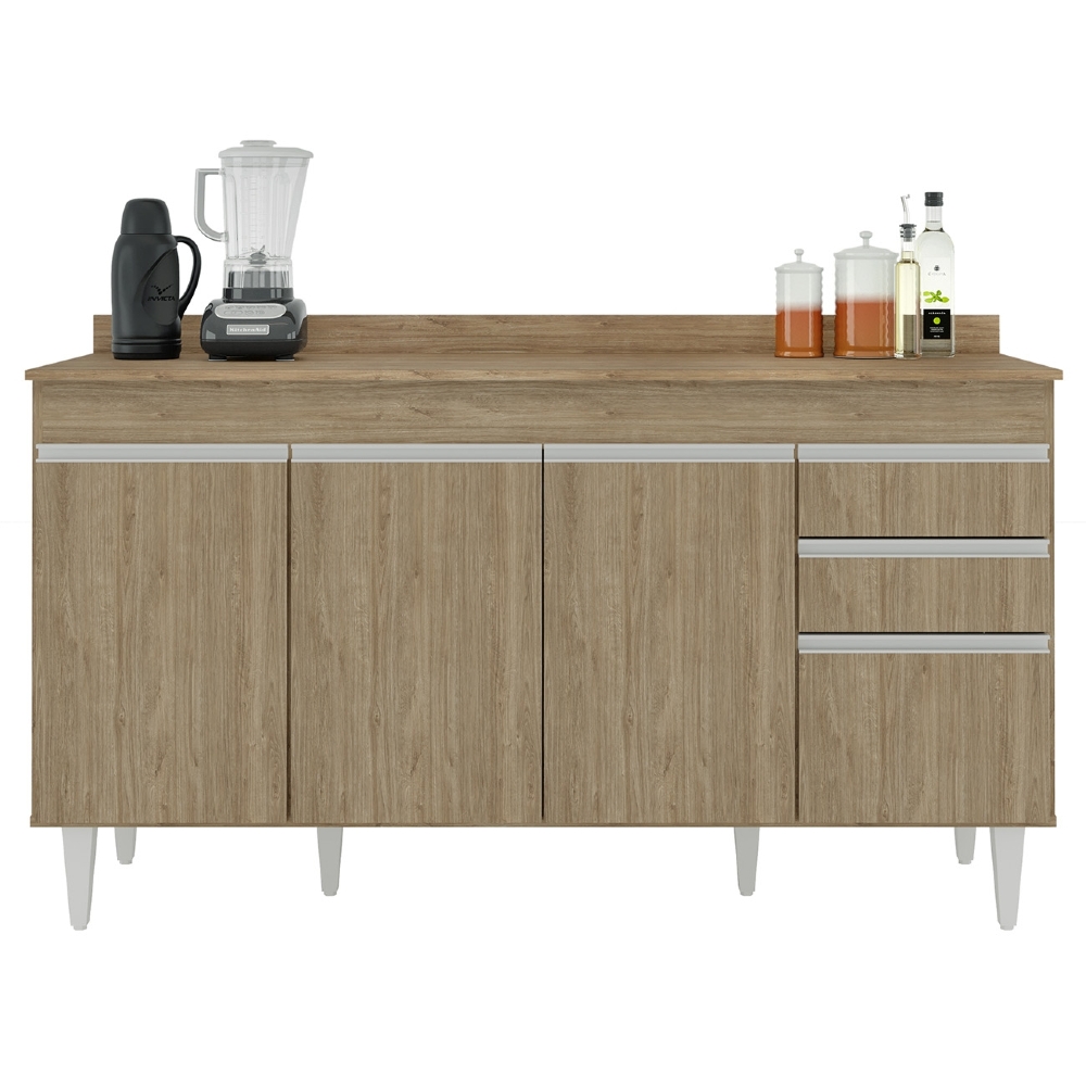 Balcão de Cozinha Para Pia Com Tampo 150cm Marrocos Castanho - Lumil