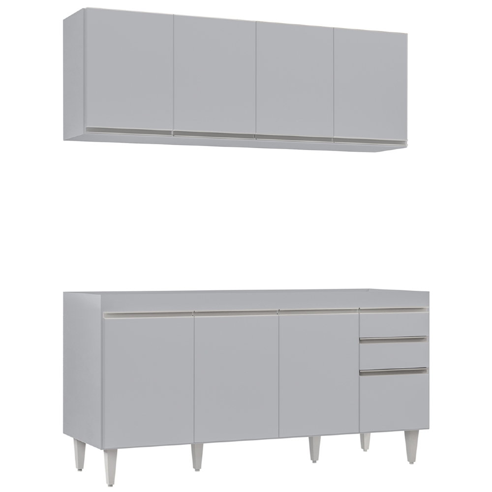 Armário Cozinha e Balcão Para Pia 160cm Arkansas Cinza Claro - Lumil