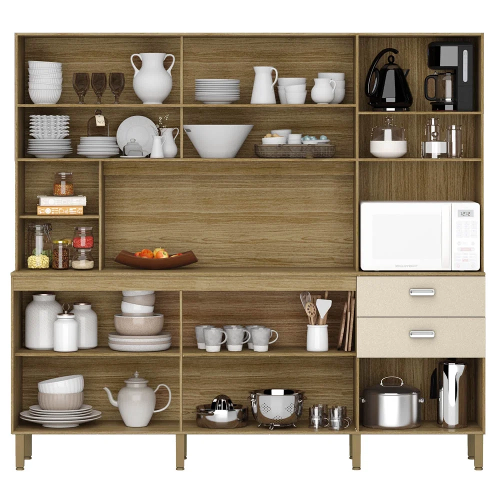 Armário de Cozinha Compacta 222cm Intesa Z06 Freijó/Vanilla - Mpozenato