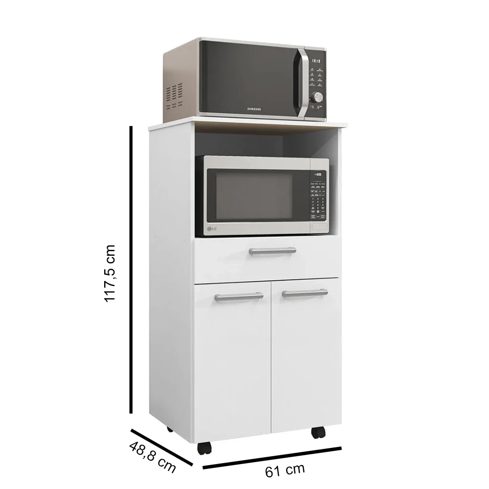 Balcão de Cozinha Duplo para Microondas 2 Portas Duo Z06 Supremo - Mpozenato
