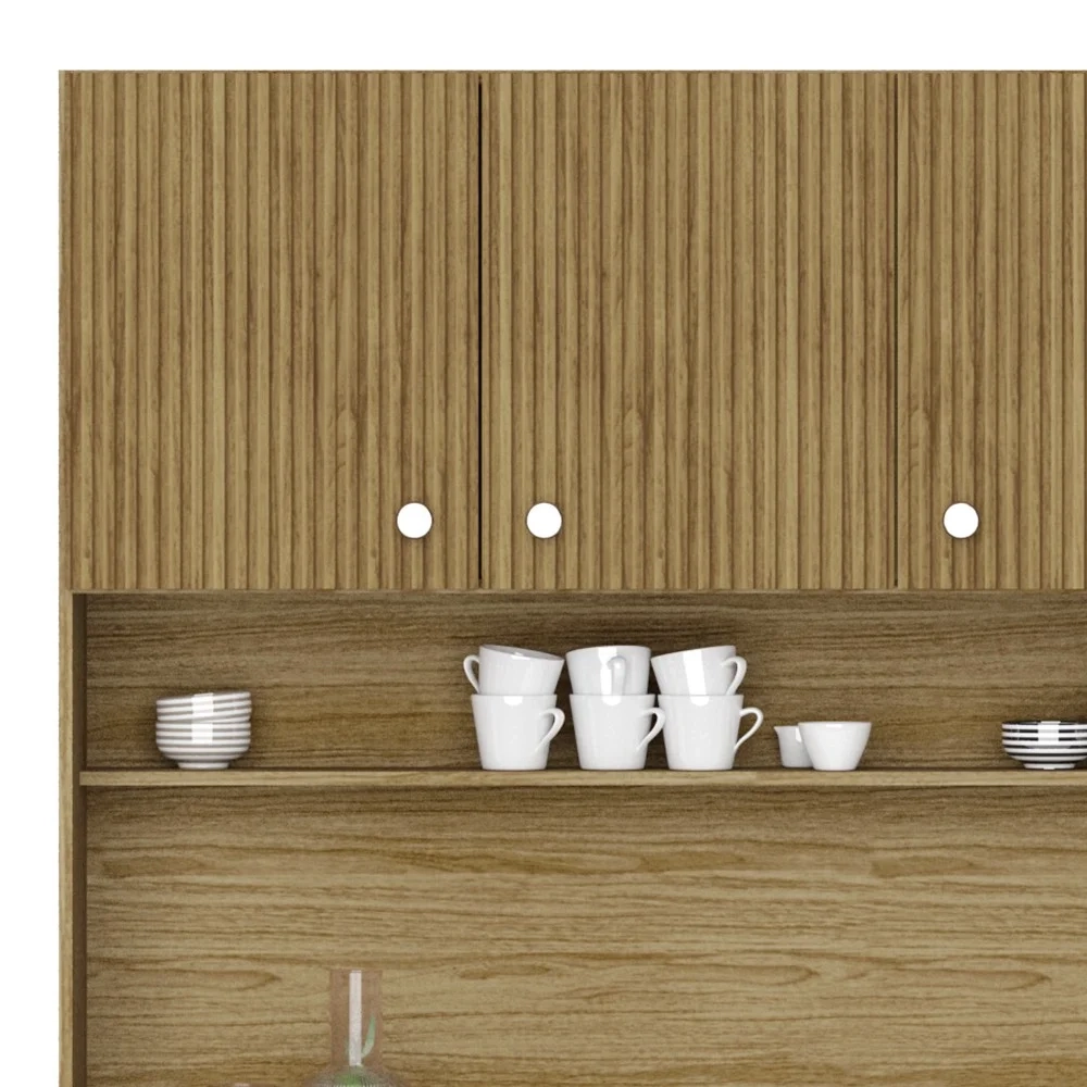 Armário de Cozinha Compacta 111cm Stylo Z06 Freijó/Vanilla - Mpozenato