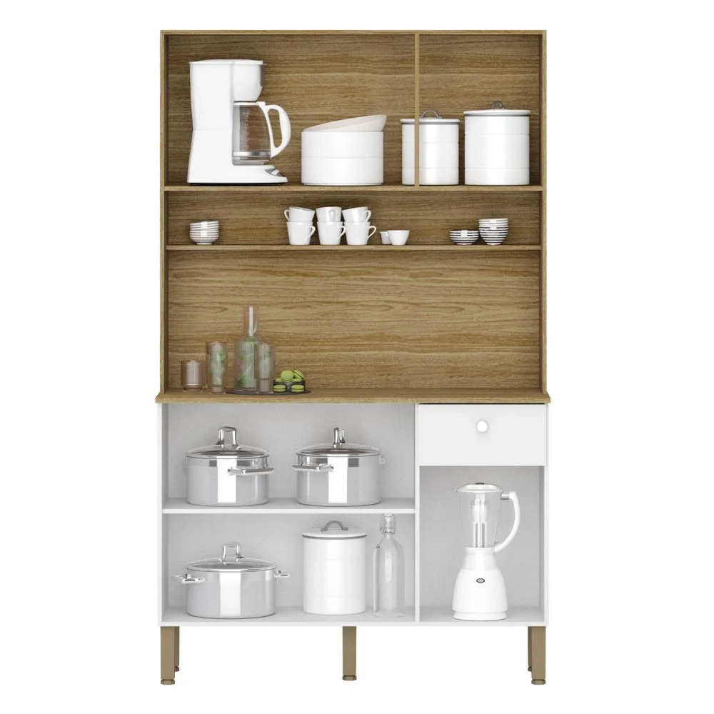 Armário de Cozinha Compacta 111cm Stylo Z06 Freijó/Supremo - Mpozenato