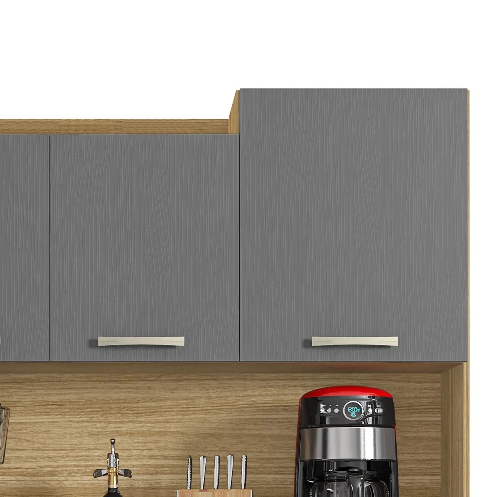 Armário de Cozinha Compacta 121cm Pádua Z06 Freijó/Gris - Mpozenato