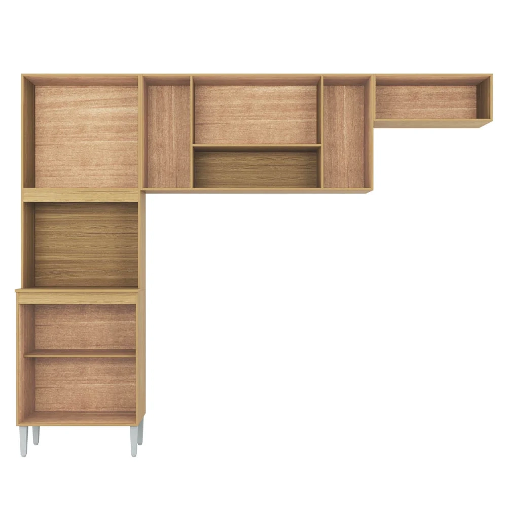 Armário de Cozinha Compacta 244cm 8 Portas Livy Z46 Damasco/Off White - Mpozenato