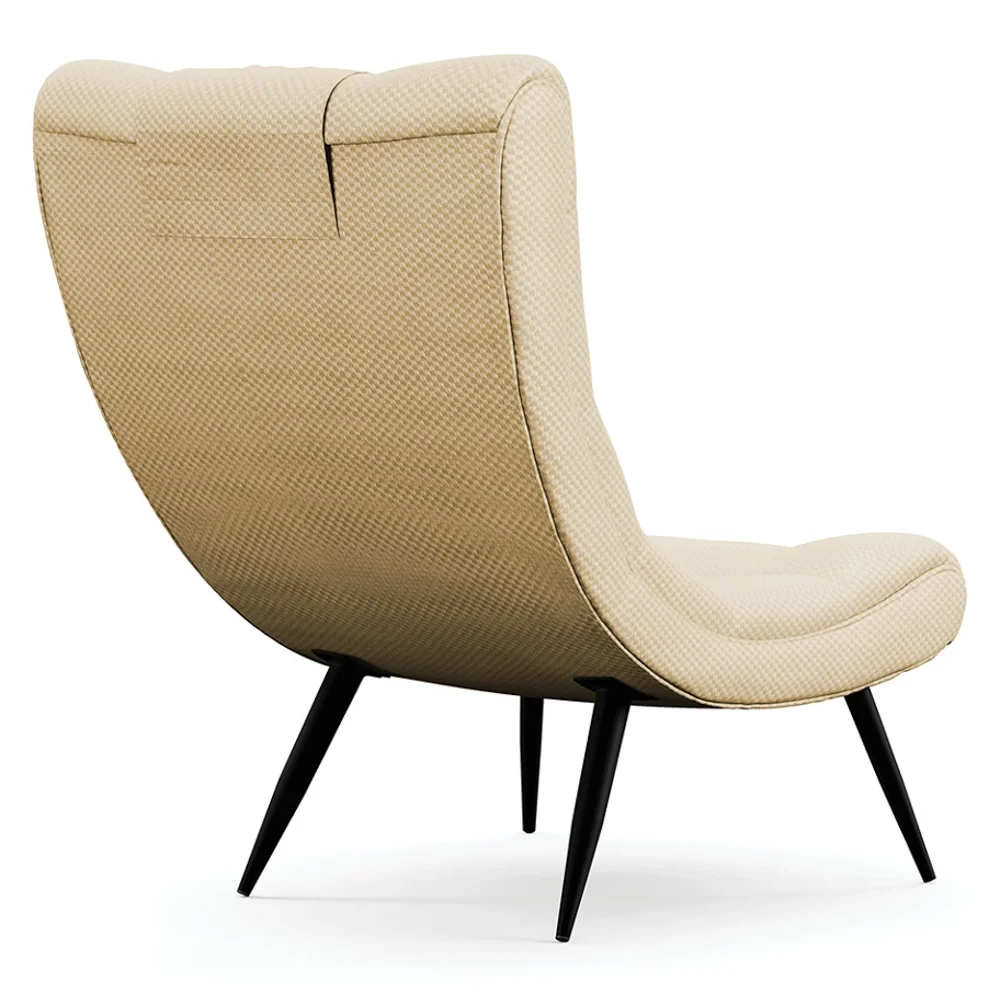 Poltrona Decorativa Para Sala de Estar com Almofada e Pés Palito Lord Veludo Luxo Off White - Ibiza