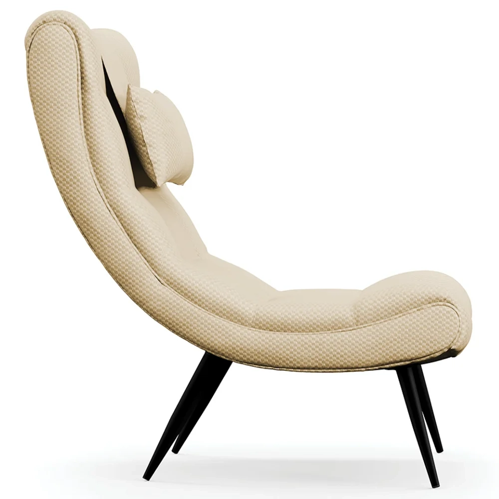 Poltrona Decorativa Para Sala de Estar com Almofada e Pés Palito Lord Veludo Luxo Off White - Ibiza