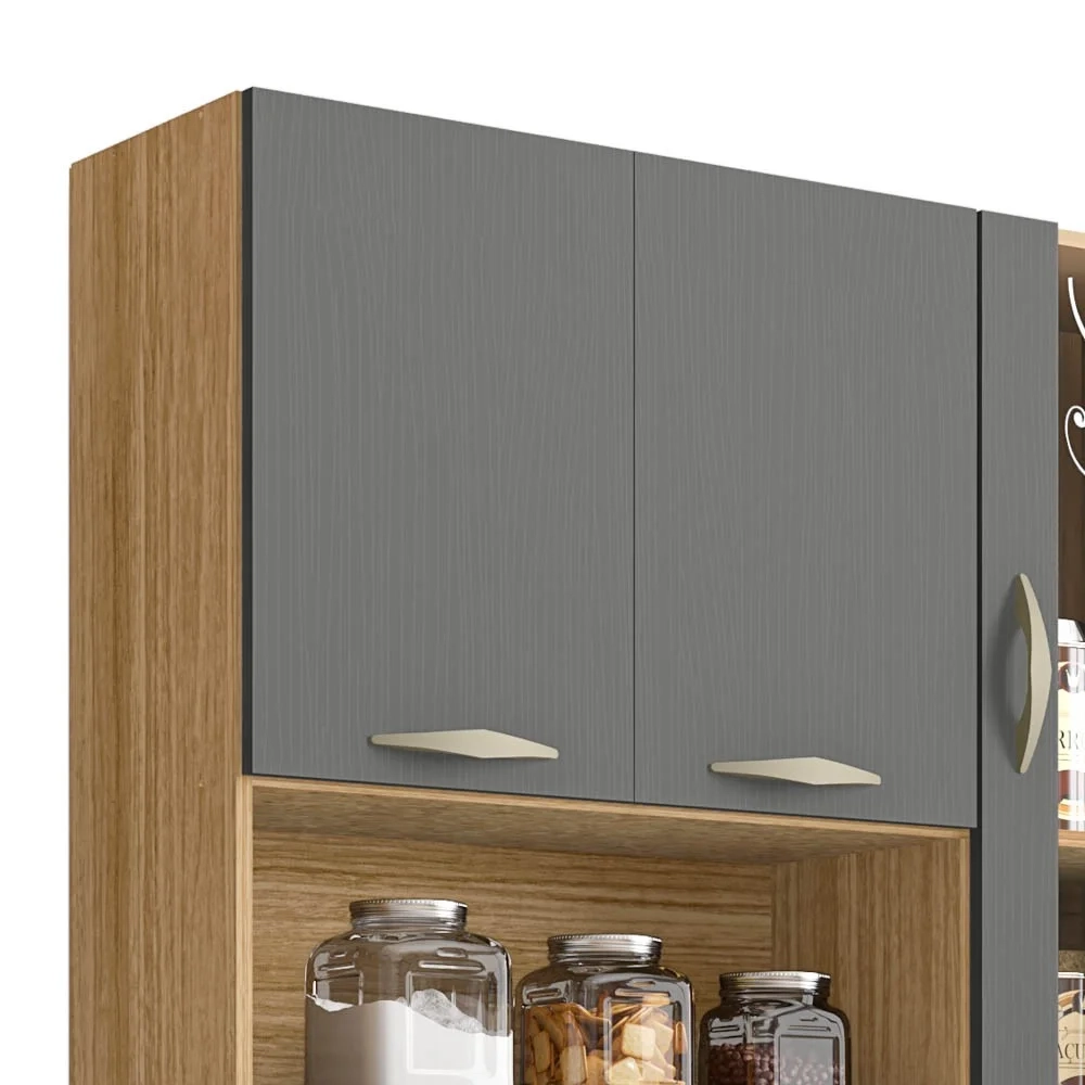 Armário de Cozinha Compacta 90cm Bruna Z06 Freijó/Gris - Mpozenato