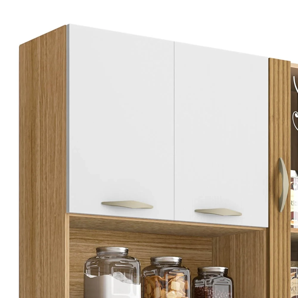 Armário de Cozinha Compacta 90cm Bruna Z06 Freijó/Supremo/Ripado - Mpozenato