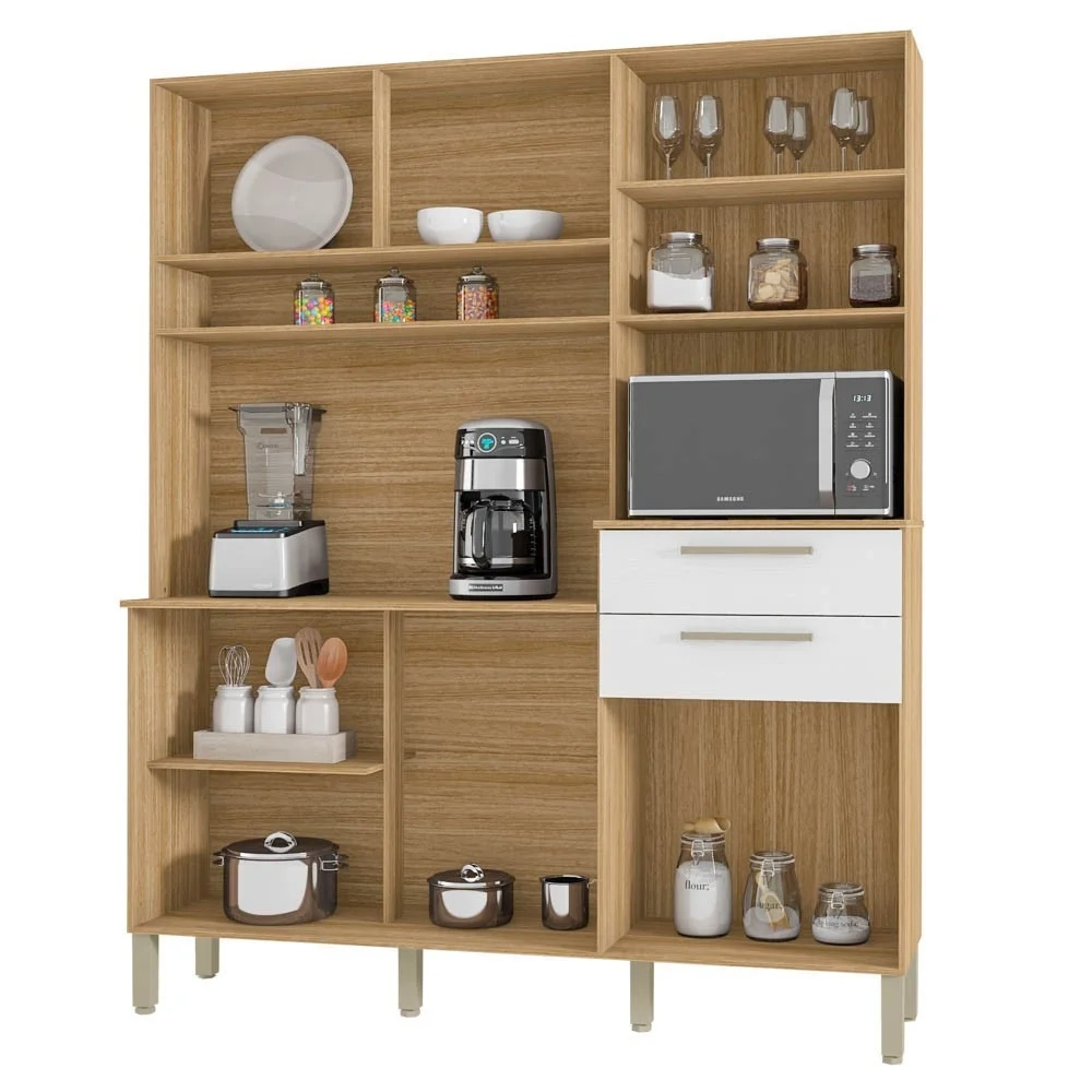 Armário de Cozinha Compacta 160cm Montreal Z06 Freijó/Supremo - Mpozenato