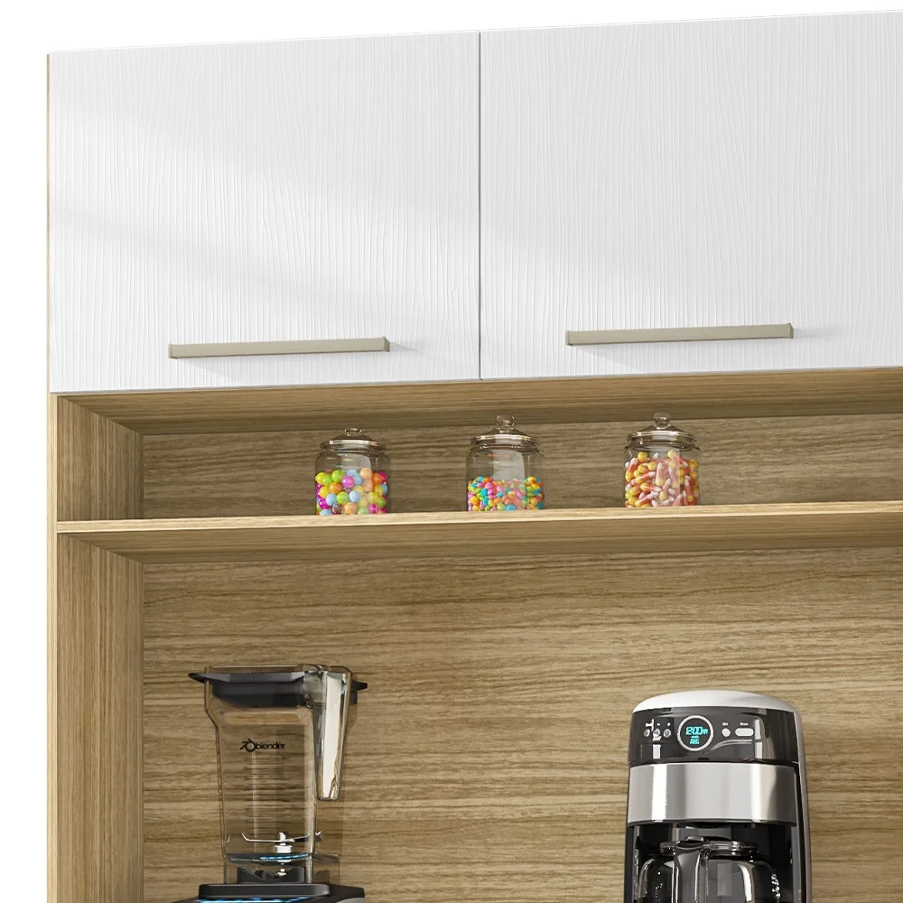 Armário de Cozinha Compacta 160cm Montreal Z06 Freijó/Gris/Ripado - Mpozenato