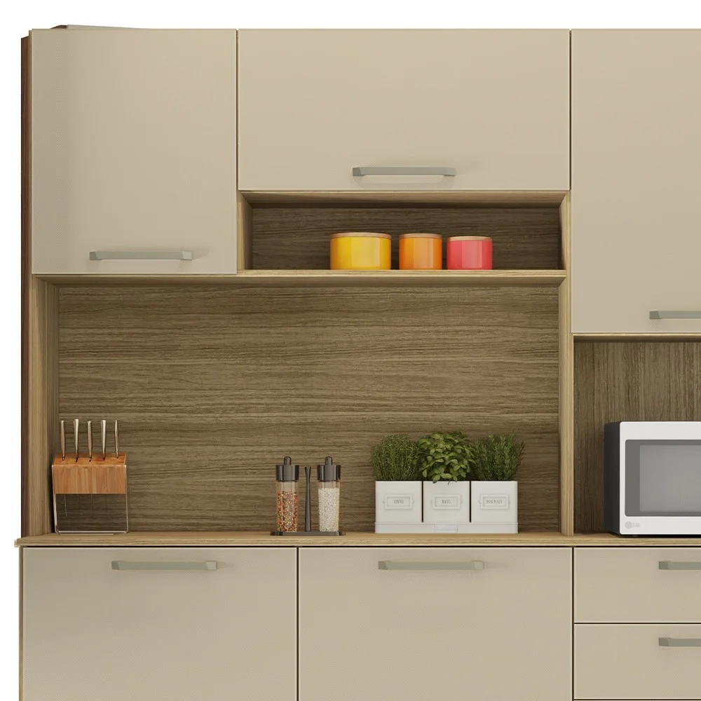 Armário de Cozinha Compacta 180cm Turim Z06 Freijó/Vanilla - Mpozenato