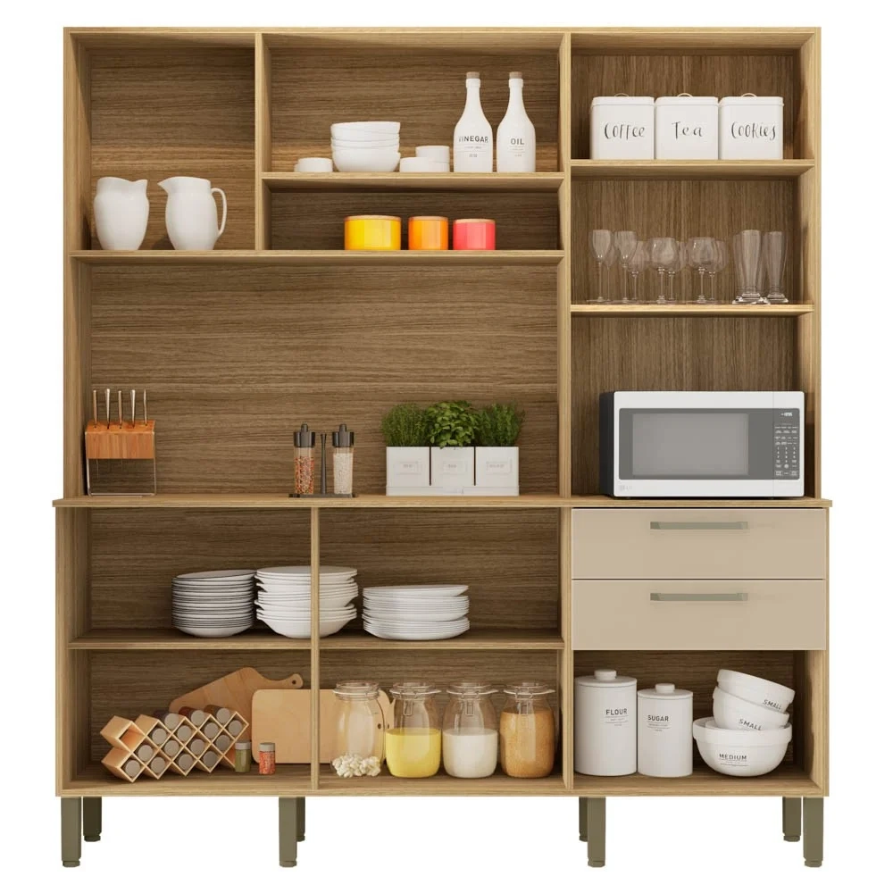 Armário de Cozinha Compacta 180cm Turim Z06 Freijó/Vanilla - Mpozenato
