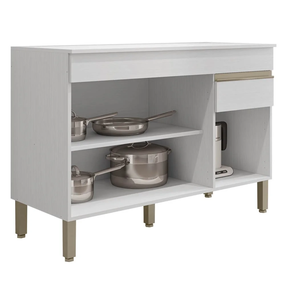 Balcão Gabinete para Pia com Tampo 120cm Lina Z06 Supremo - Mpozenato