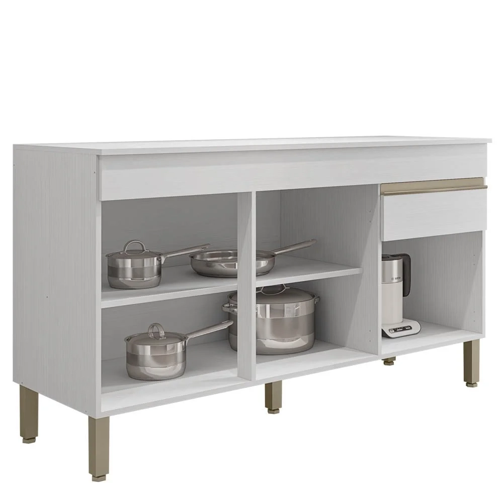 Balcão Gabinete para Pia com Tampo 150cm Lina Z06 Supremo - Mpozenato