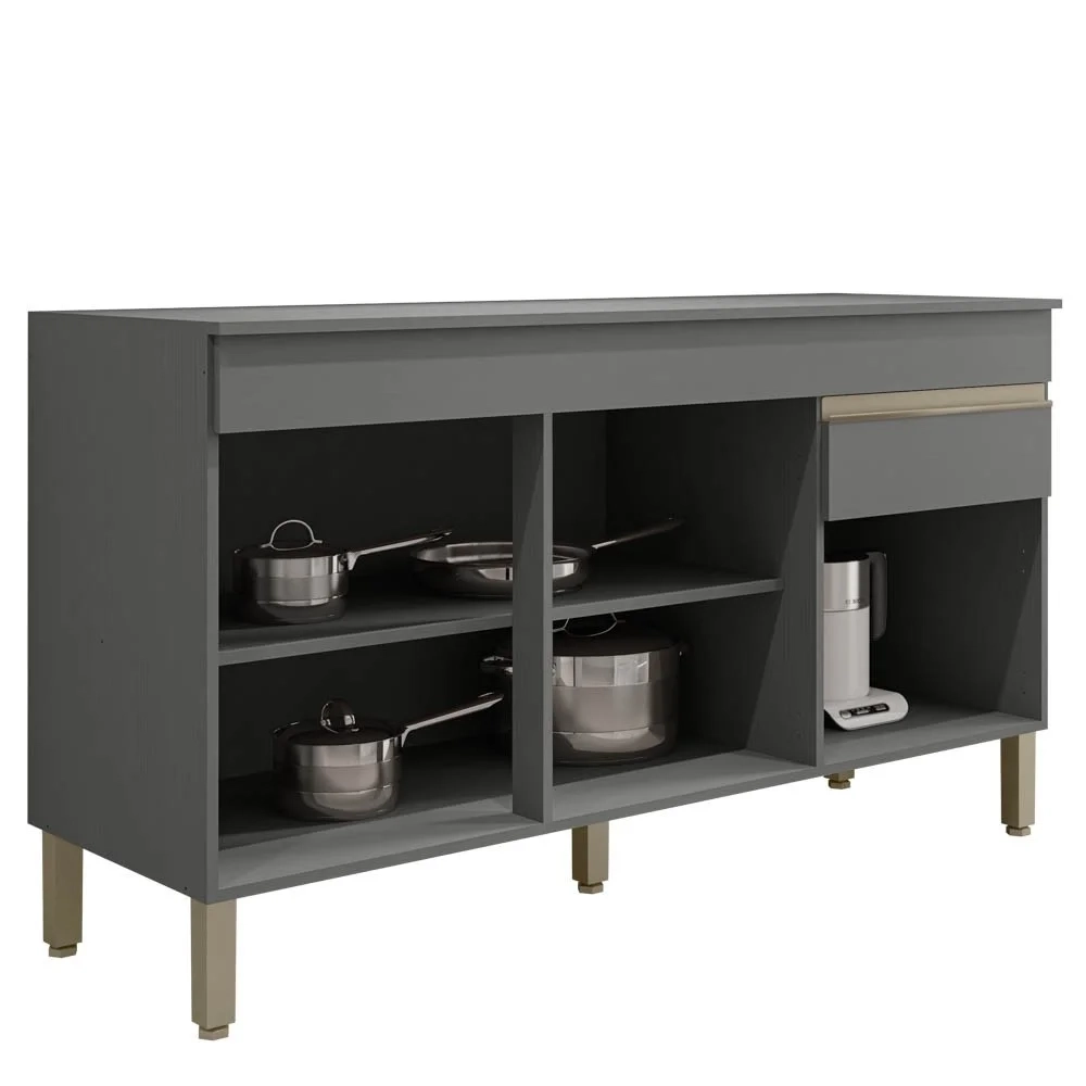 Balcão Gabinete para Pia com Tampo 150cm Lina Z06 Gris - Mpozenato