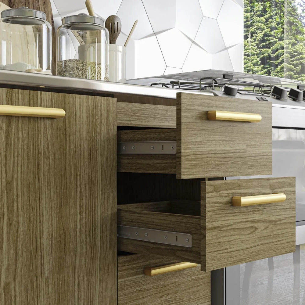 Armário de Cozinha 5 Peças Urban02 Balcão com Pia 120cm Z06 Freijó/Vanilla - Mpozenato