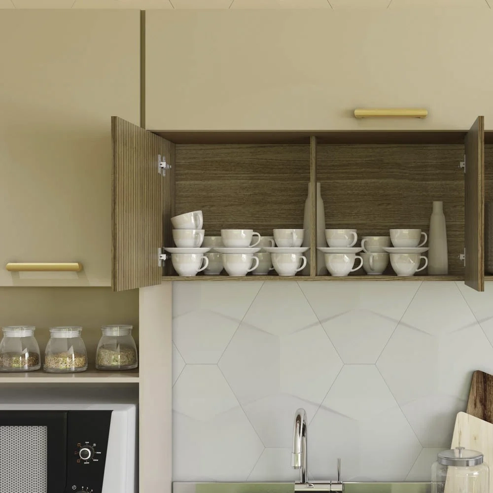 Armário de Cozinha 5 Peças Urban02 Balcão com Pia 120cm Z06 Freijó/Vanilla - Mpozenato