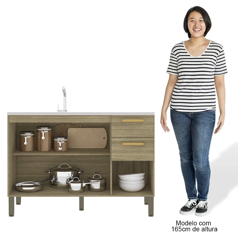 Balcão Gabinete com Pia 120cm Urban Z06 Freijó - Mpozenato