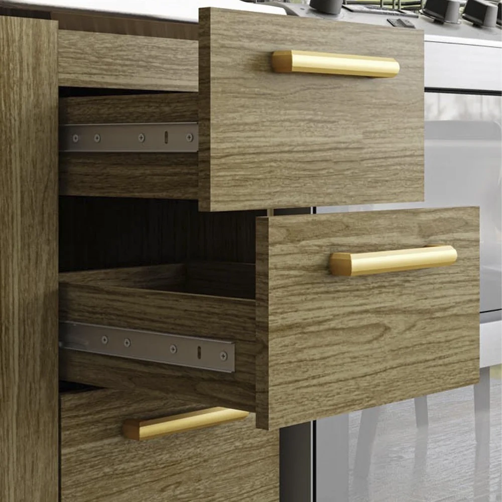 Armário de Cozinha 5 Peças Urban04 Balcão sem Tampo 120cm Z06 Freijó/Vanilla - Mpozenato