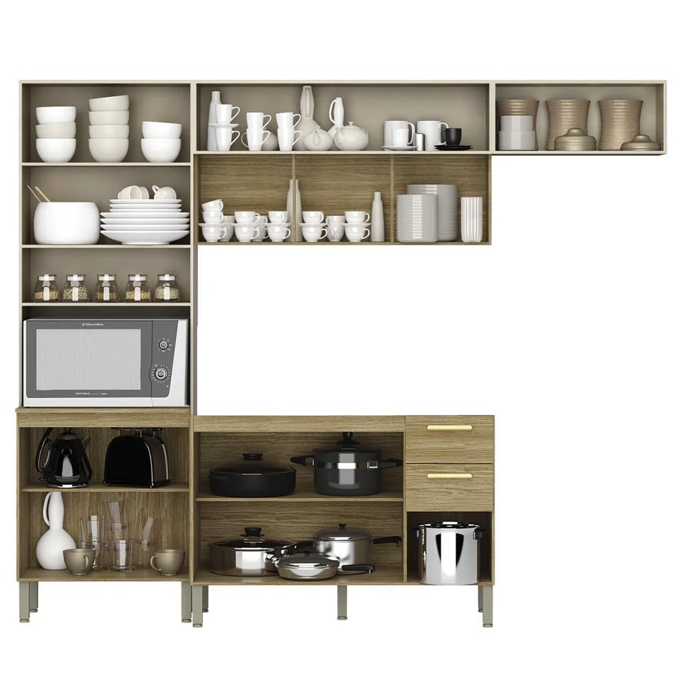 Armário de Cozinha 5 Peças Urban04 Balcão sem Tampo 120cm Z06 Freijó/Vanilla - Mpozenato