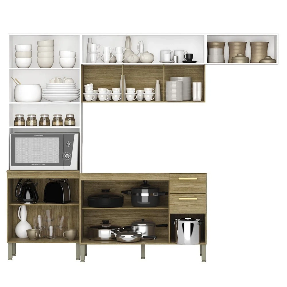 Armário de Cozinha 5 Peças Urban04 Balcão sem Tampo 120cm Z06 Freijó/Supremo - Mpozenato