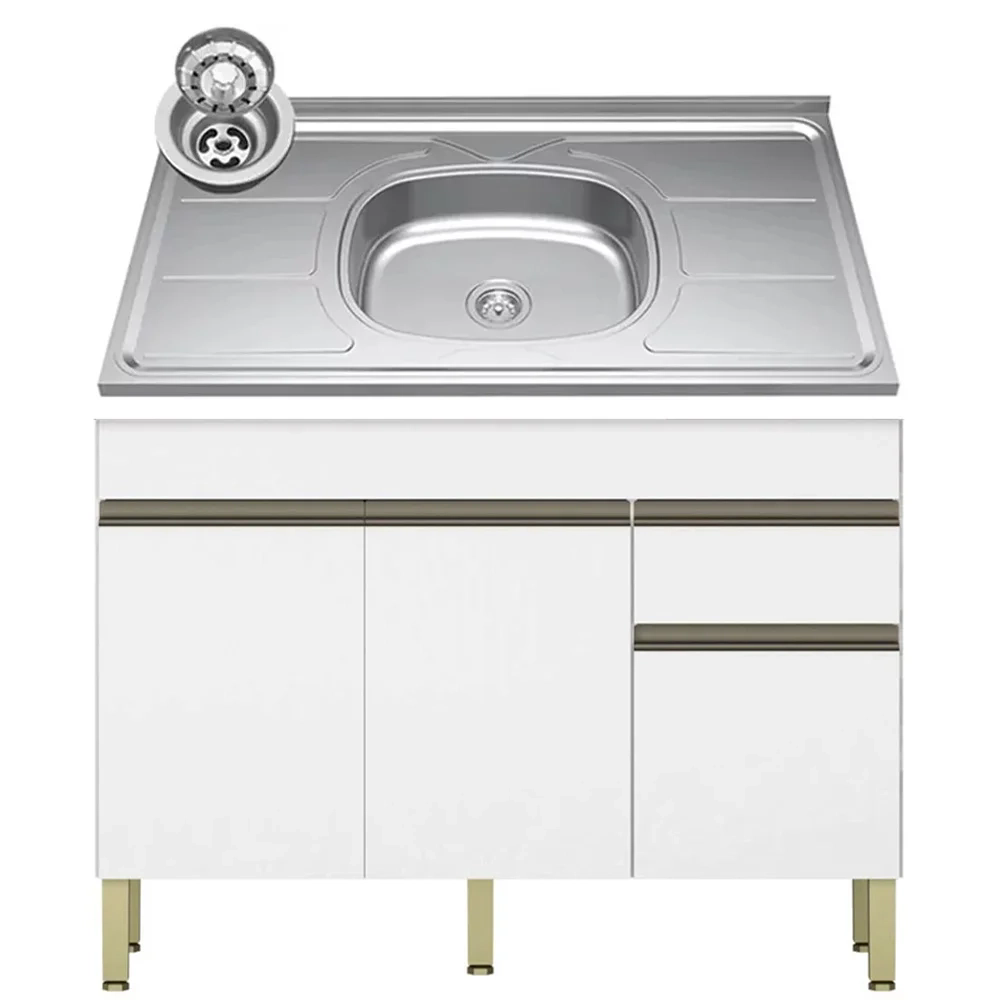 Balcão Gabinete 3 Portas com Pia 120cm Lina Z06 Supremo - Mpozenato