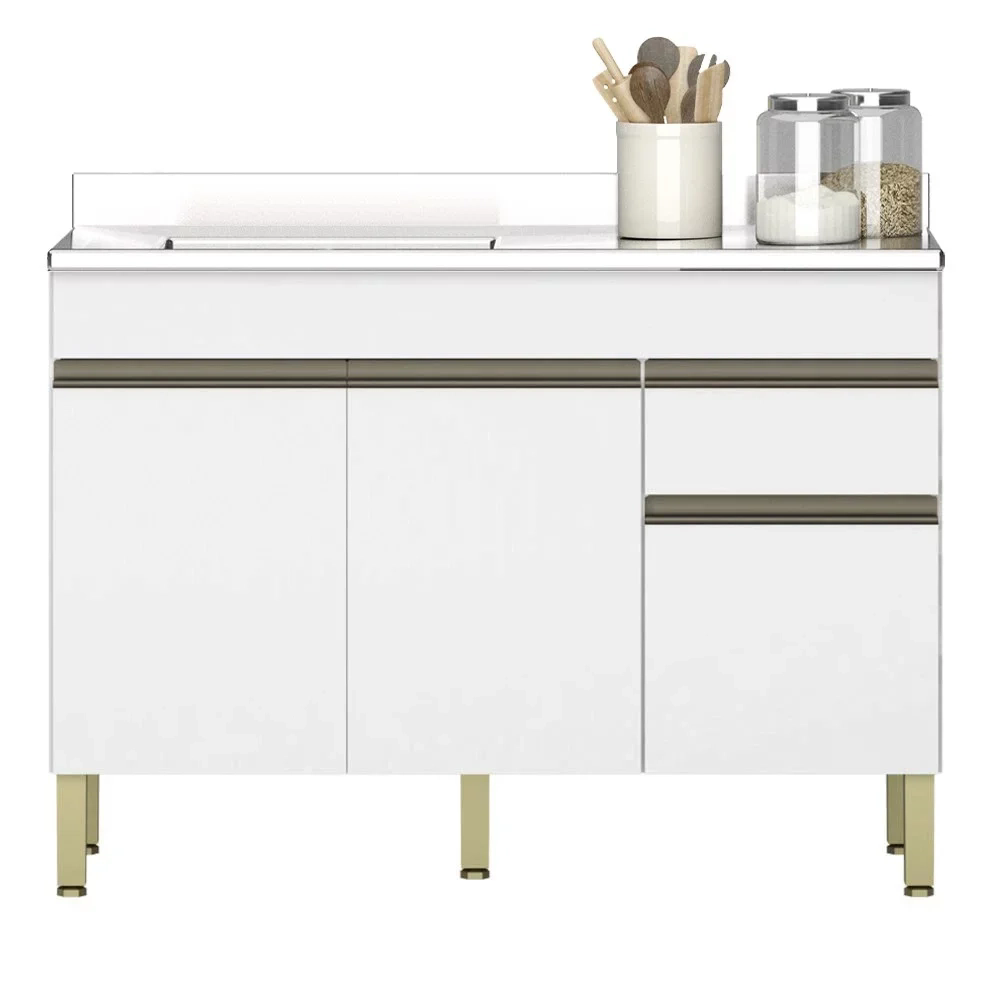 Balcão Gabinete 3 Portas com Pia 120cm Lina Z06 Supremo - Mpozenato