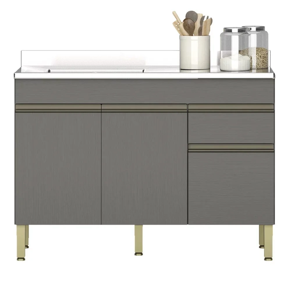 Balcão Gabinete 3 Portas com Pia 150cm Lina Z06 Gris - Mpozenato