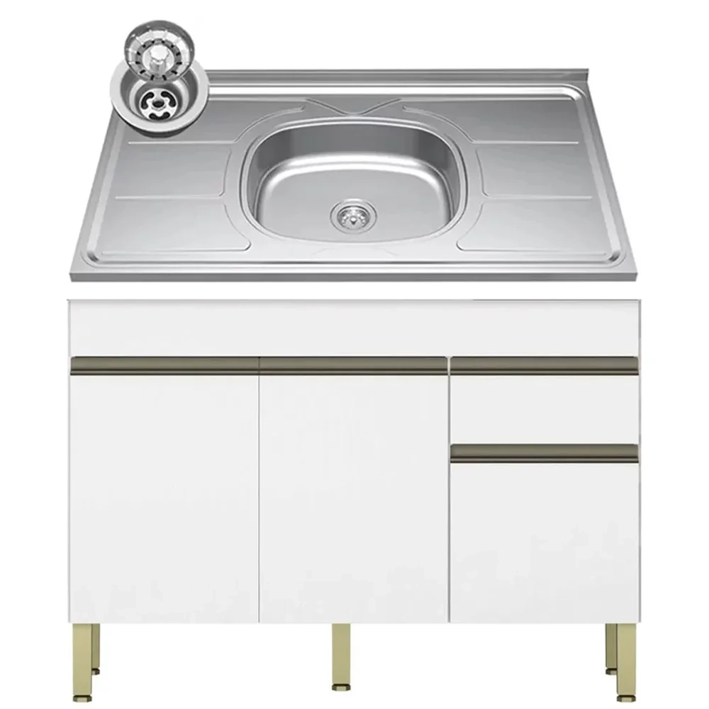 Balcão Gabinete 3 Portas com Pia 150cm Lina Z06 Supremo - Mpozenato